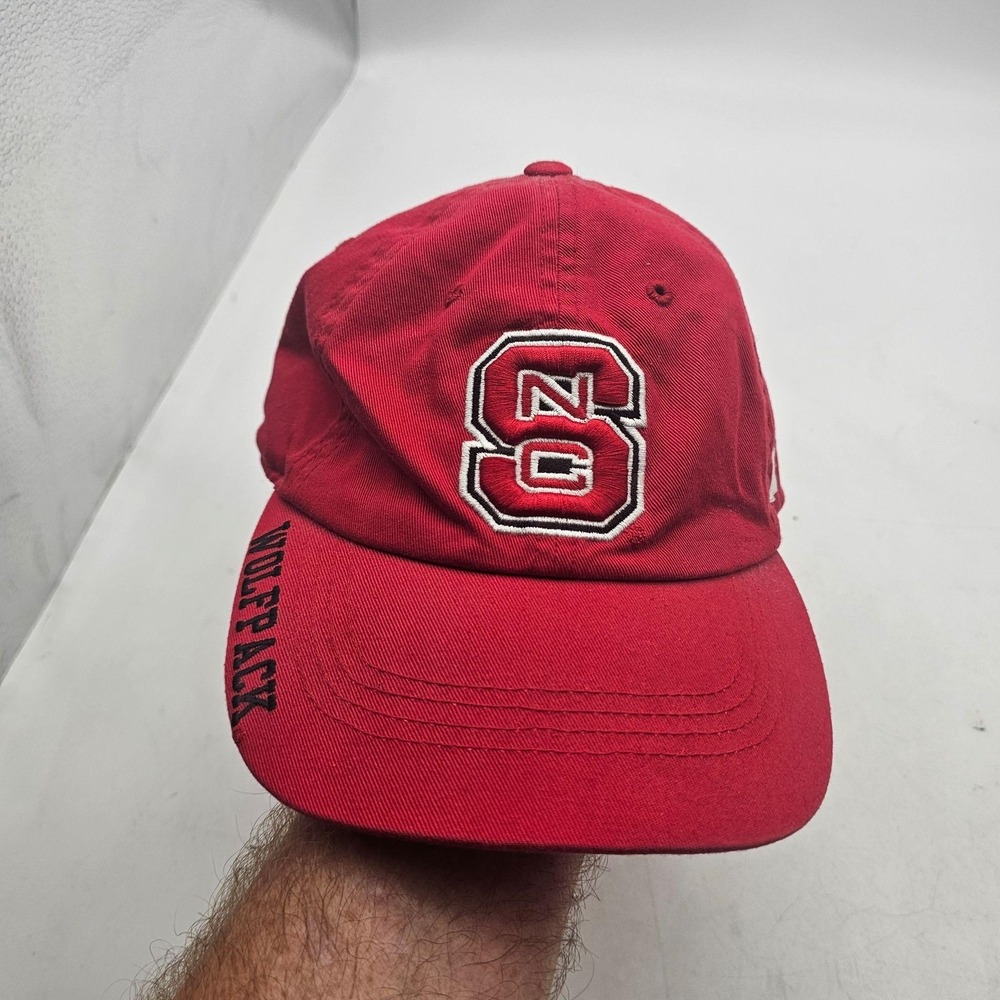 NC State Wolfpack Hat Cap Strap Back Mens One Size Red NCAA Football Russell